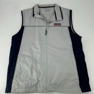 Vineyard Vines Men's Vest Lightweight Full Zip Gray Navy Blue Size L